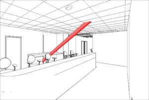 Blueprint of a desk area