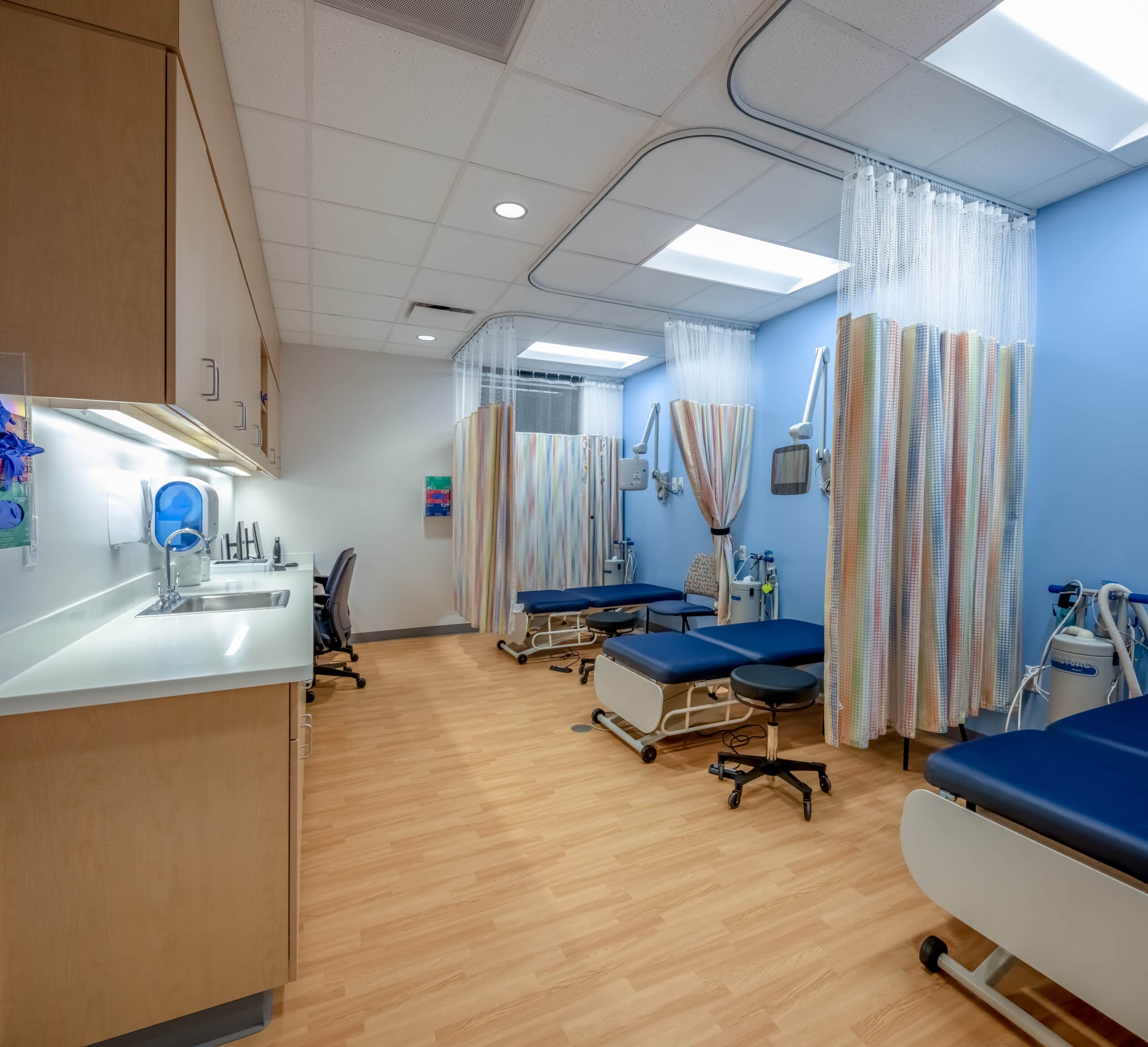 Hospital patient room with empty beds